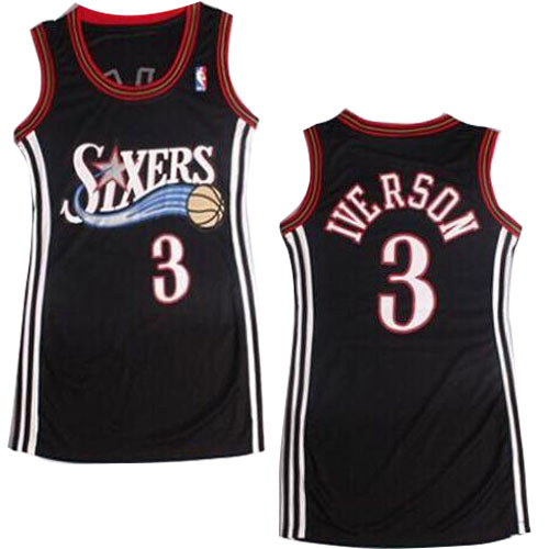 Womens Adidas Philadelphia 76ers 3 Allen Iverson Authentic Black Dress ...